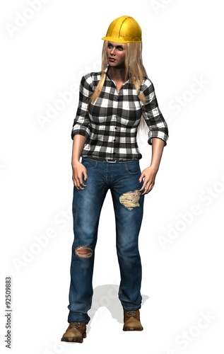 construction worker woman with yellow helmet