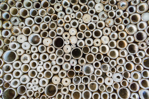 Wallpaper Mural Table made of bamboo pile Torontodigital.ca