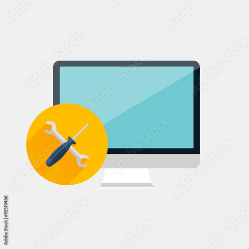 Technical support, computer repair service. Vector concept in fl