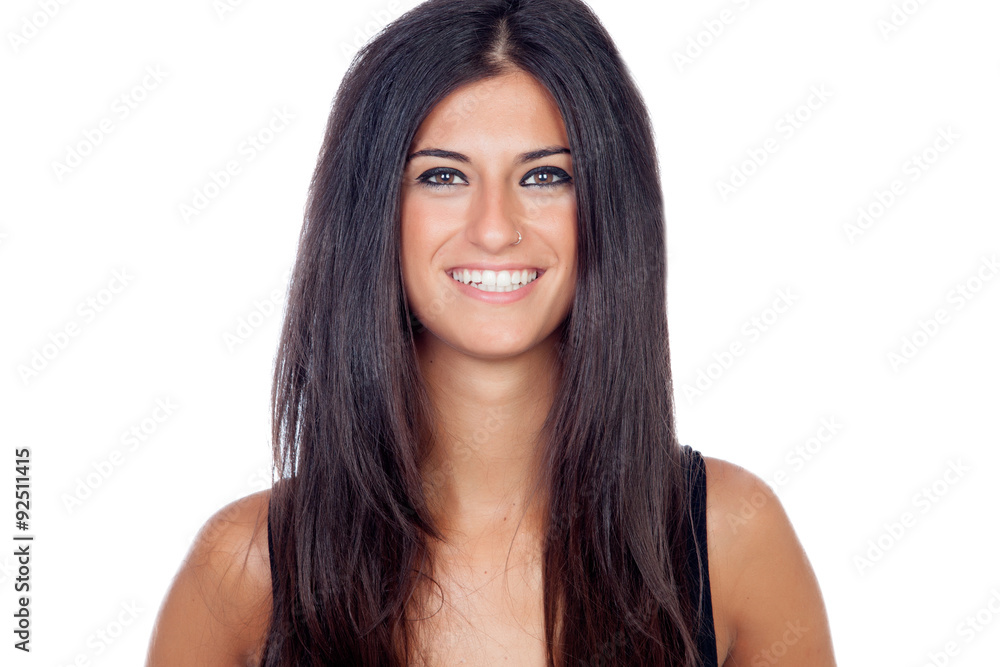 Pretty brunette girl smiling