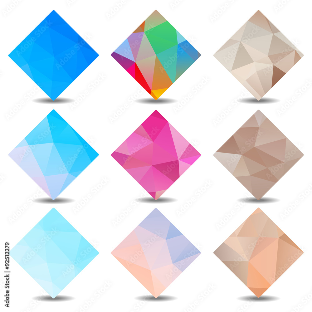 Polygon banners colors set Polygon banners colors set