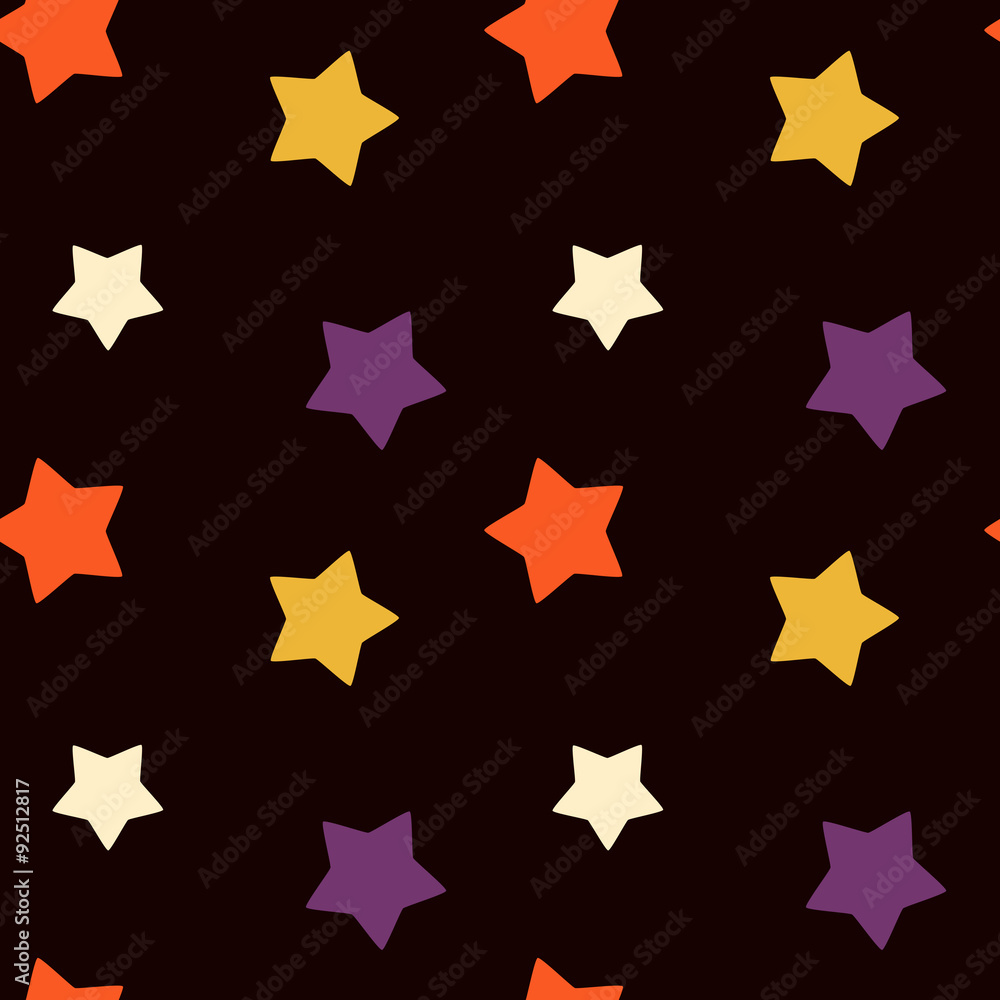 Fototapeta premium Halloween texture with colorful stars seamless vector pattern background illustration