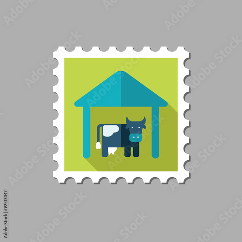 Cowshed flat stamp with long shadow
