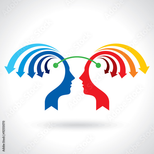 Thoughts and options. vector illustration of head with arrows