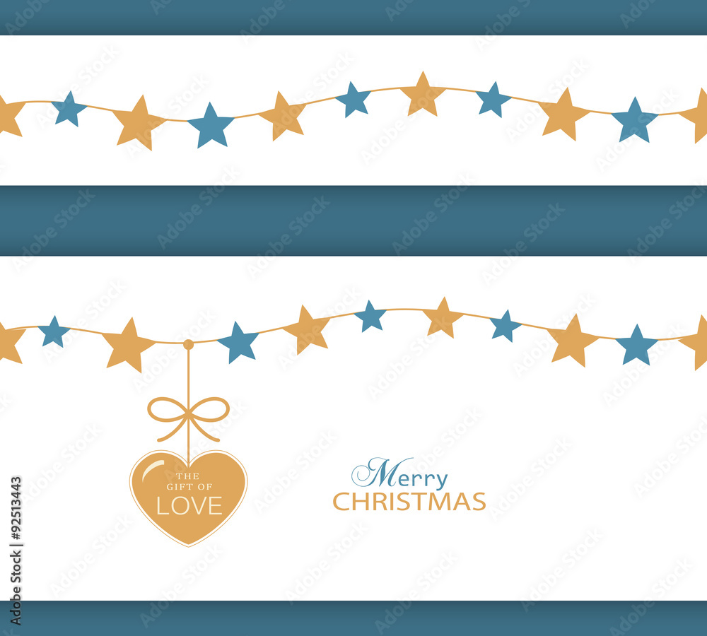 Christmas star border and heart. The Gift of Love