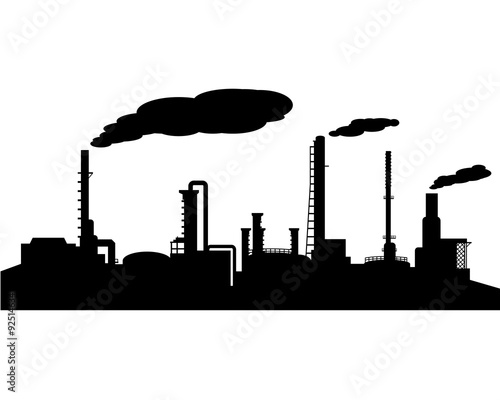 Oil refinery industry silhouette