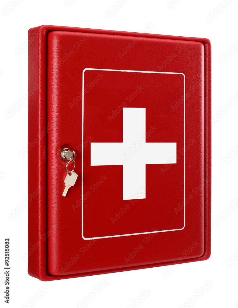 Obraz premium red plastic secure box for first aid 