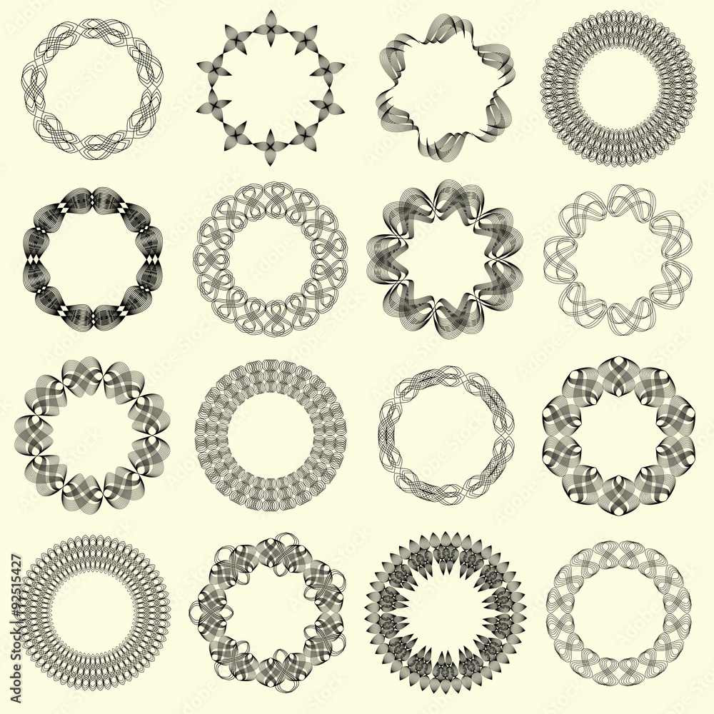 Guilloche vector elements. Guilloche vector elements.