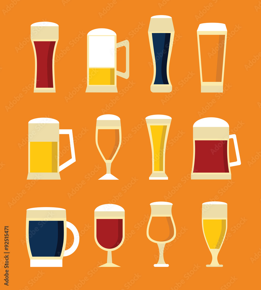 Wunschmotiv: Big set of beer glasses and bottles. #92515471