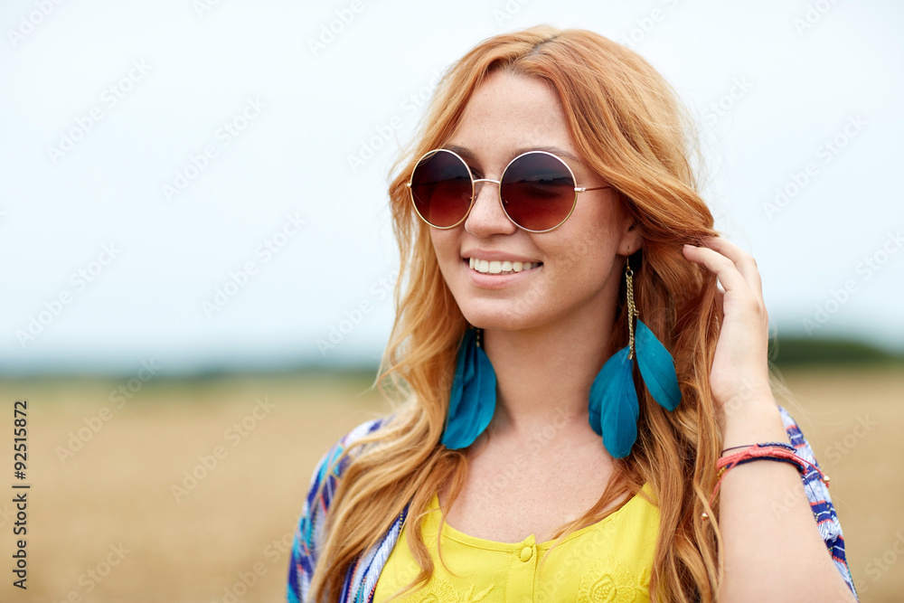 smiling young redhead hippie woman outdoors smiling young redhead hippie woman outdoors