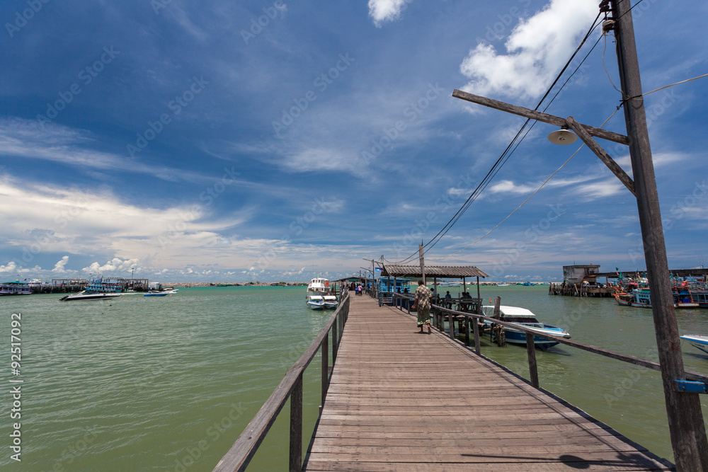 Pier and boat shuttle at Samed Rayong, Thailand.