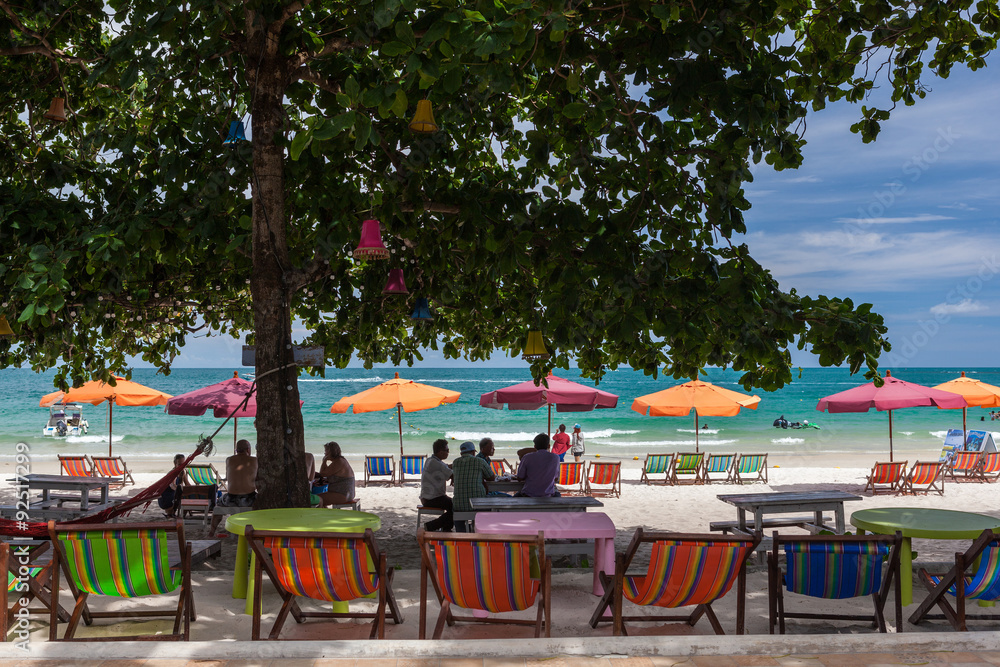 RAYONG, THAILAND - May 13 2014: Tourists relax on the beach at K