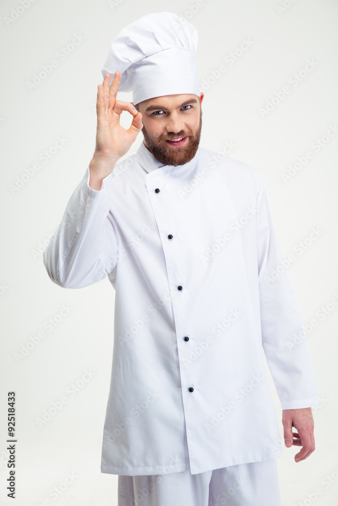 Male chef cook showing ok sign