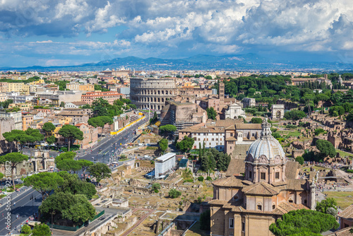 Rome city skyline and Colosseum - Rome - Italy