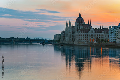 Sunrise at Hungarian Parliament - Budapest - Hungary © Noppasinw