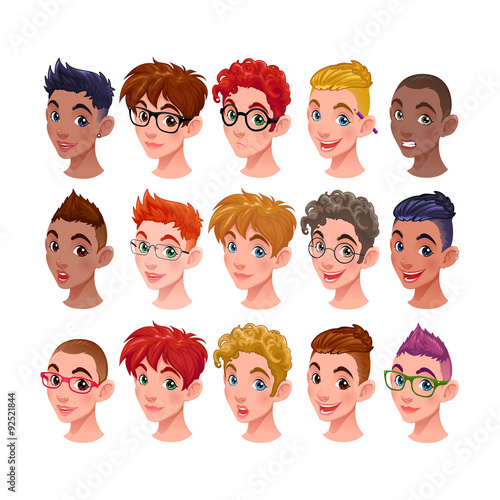 Set of boys with different ...