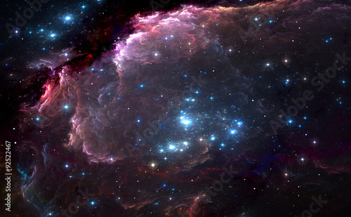 Fototapeta Naklejka Na Ścianę i Meble -  Group of bright blue massive stars in the nebula
