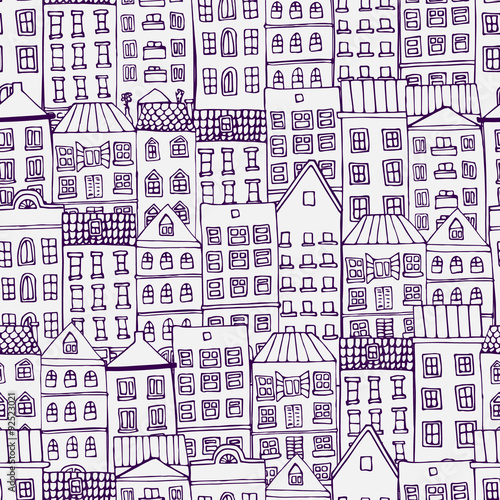 Seamless pattern with city