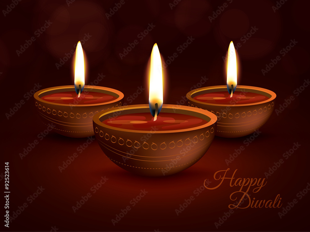 Diwali Holiday vector illustration with burning diya Diwali Holiday vector illustration with burning diya