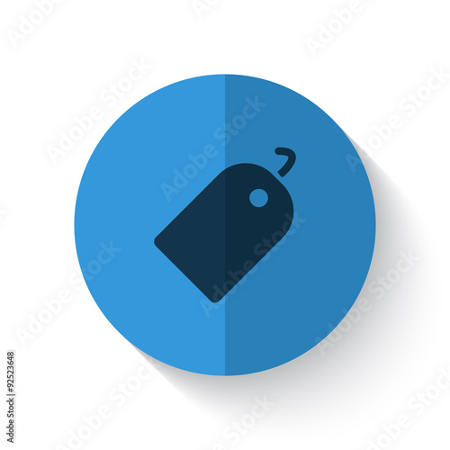 Flat style Tag illustration on blue folded circle with shadows o