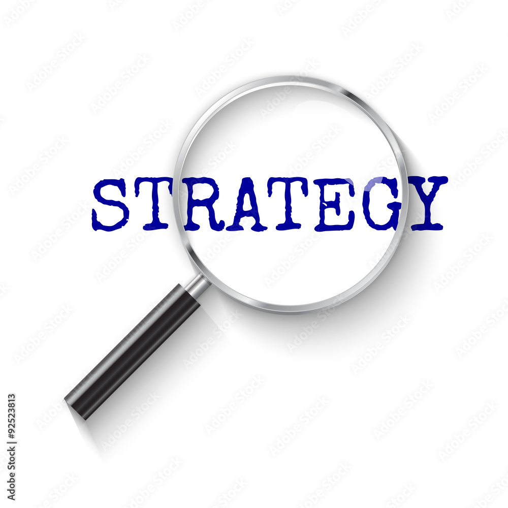 Strategy Magnifying glass concept illustration Strategy Magnifying glass concept illustration