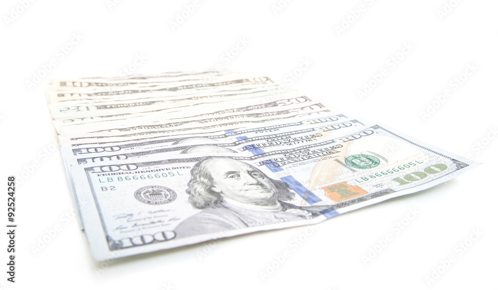 Various dollar notes. All on white background Various dollar notes. All on white background
