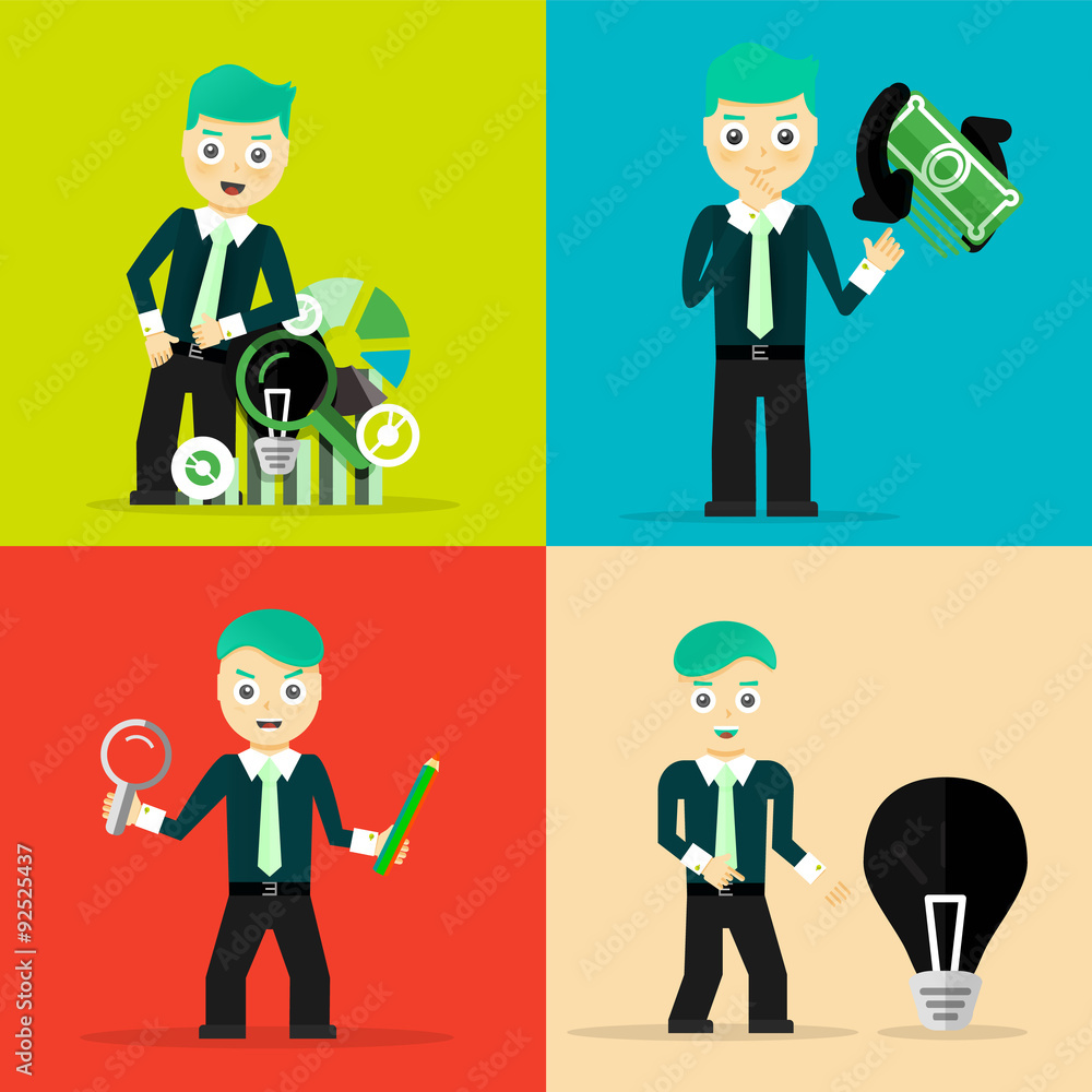 Set of businessman pose character concepts Set of businessman pose character concepts