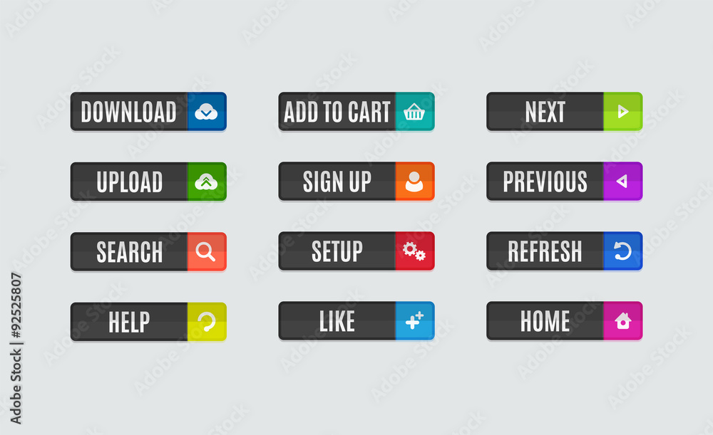 Modern flat design website navigation buttons. Rectangle shape Modern flat design website navigation buttons. Rectangle shape