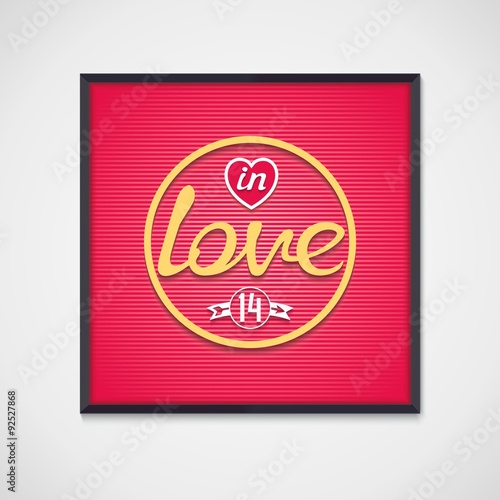 Round neon signboard - in love on red retro background. Vector eps10