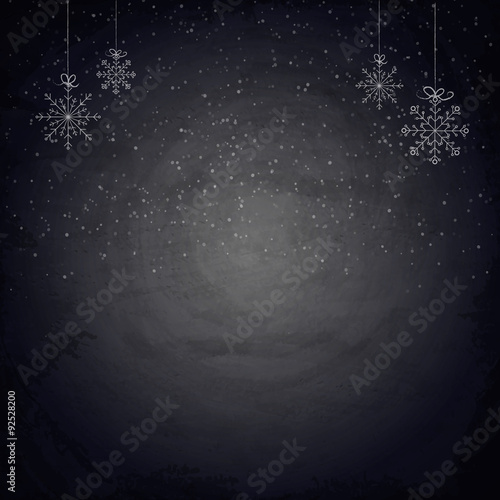 Christmas chalkboard background with snowflakes