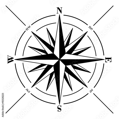 Compass rose isolated on white. 