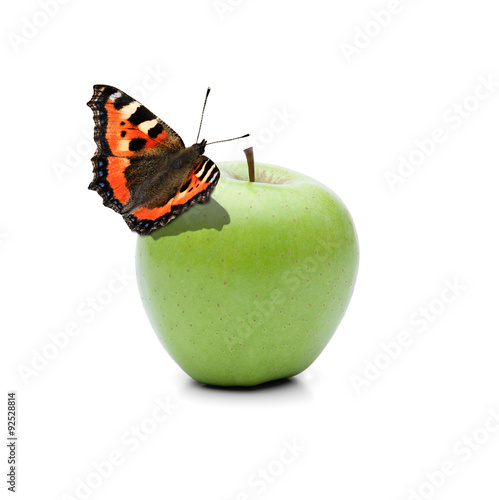 Schmetterling auf Grünem Apfel