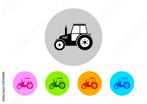 Colorful tractor icons on white background