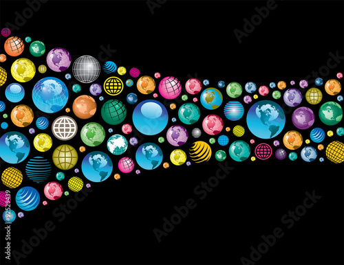 A funky vector illustration many globes