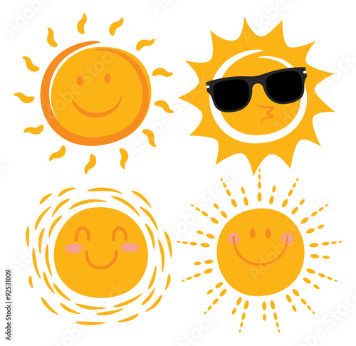 various smiling sun cartoon