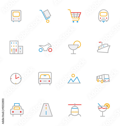 Travel Colored Outline Vector Icons 9