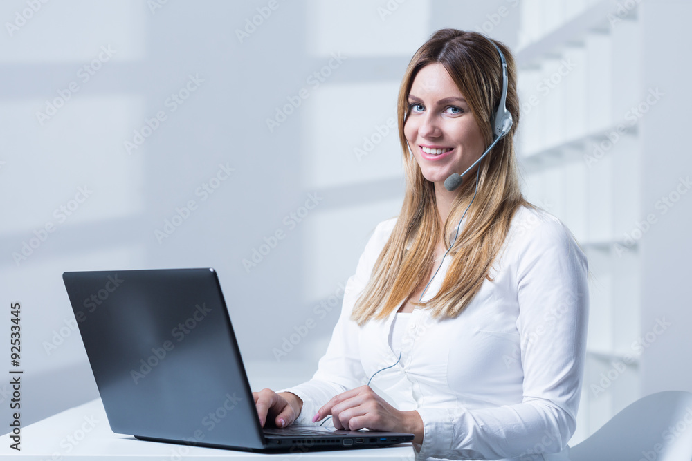 Woman with headset Woman with headset