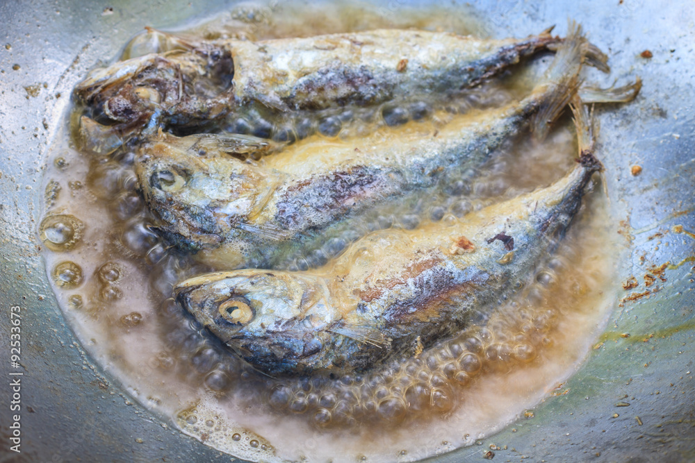 Mackerel fried in a pan Mackerel fried in a pan