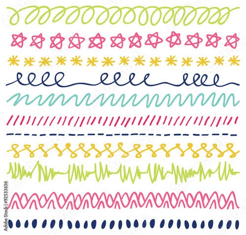 set of colorful hand drawn brush stroke