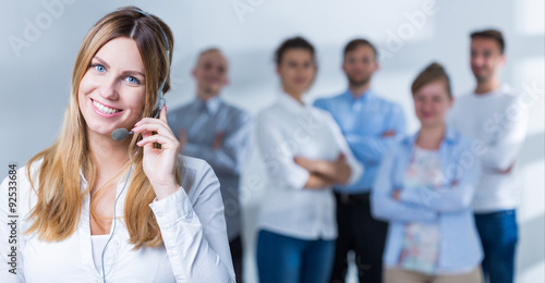 Tableau sur toile Female telephonist in headset