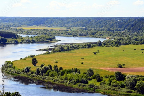Fototapeta Naklejka Na Ścianę i Meble -  Nemunas river curve view from Vilkija church