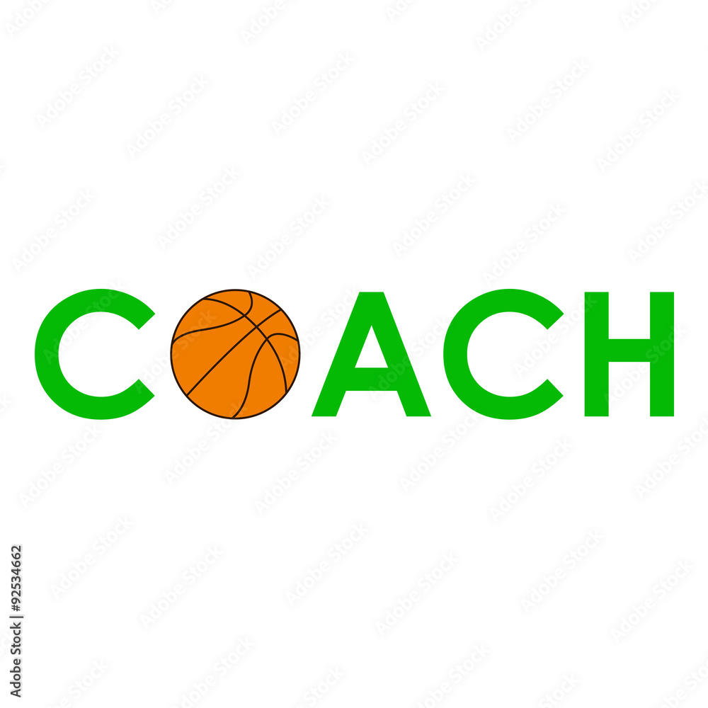 Icono plano texto COACH baloncesto verde #1