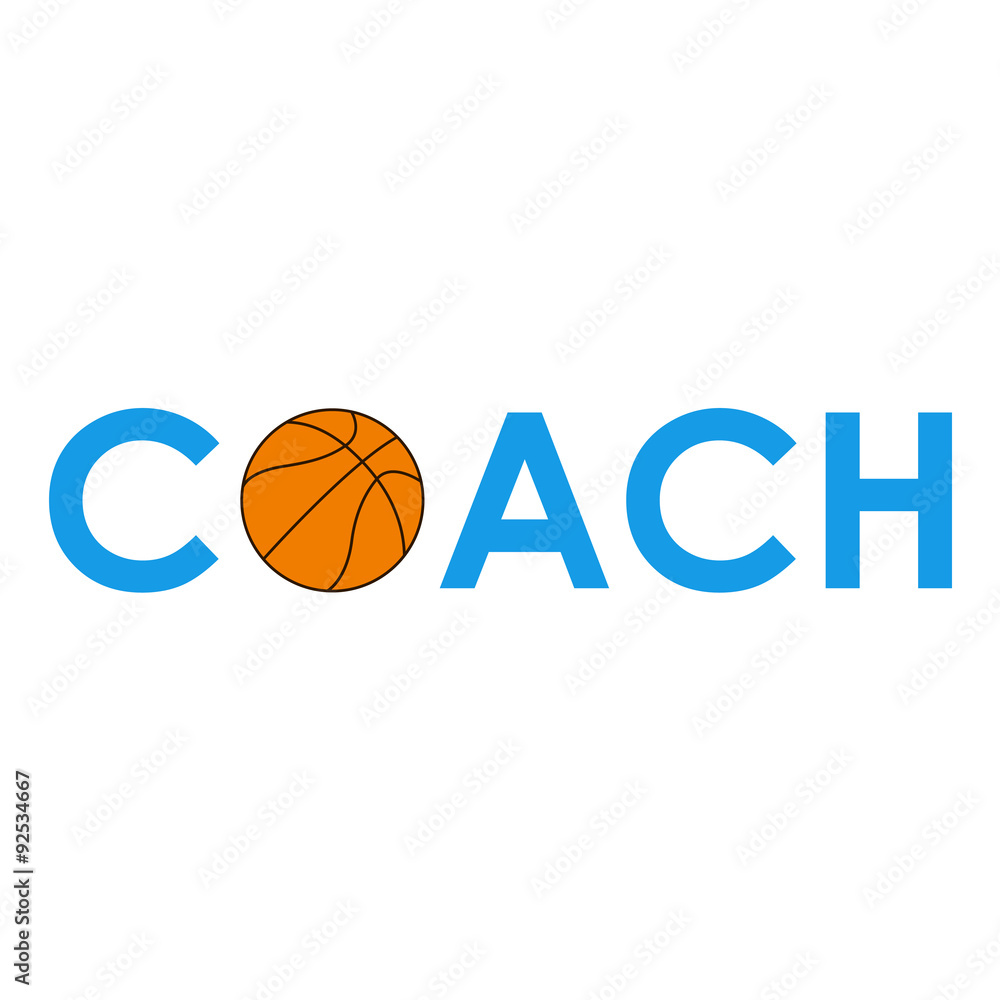 Icono plano texto COACH baloncesto azul #1