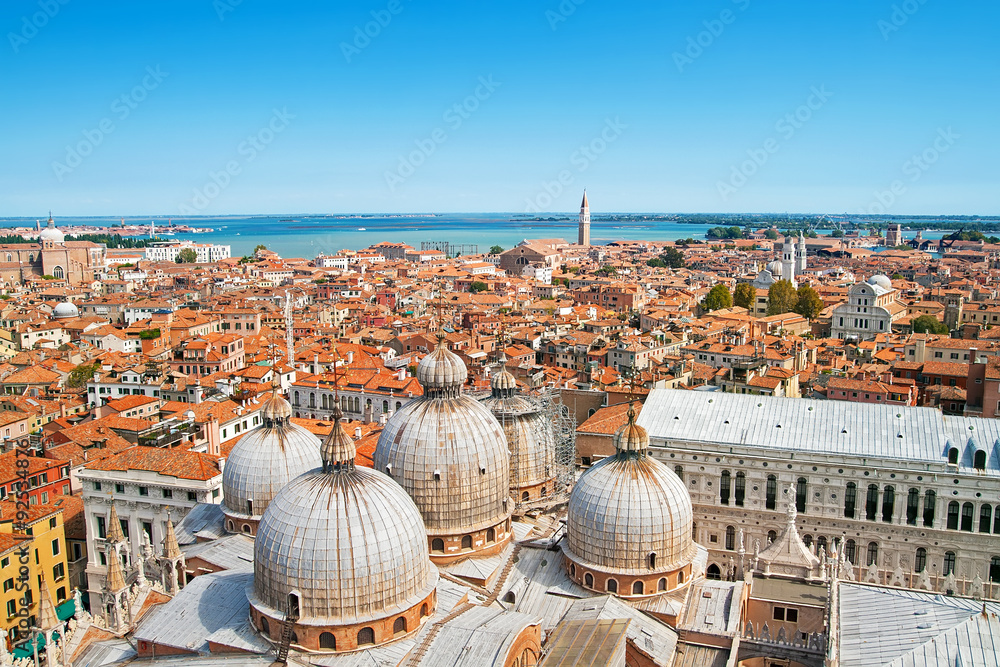 Fototapeta premium Panoramic aerial cityscape of Venice, Veneto, Italy
