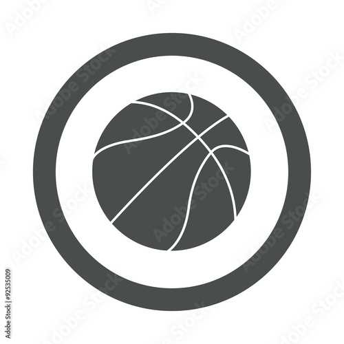 Icono redondo balon de baloncesto gris
