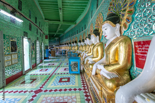 Buddha images inside of U min Thonze pagoda at Sagaing Hill photo