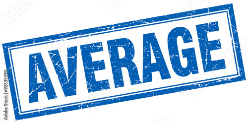 average blue square grunge stamp on white