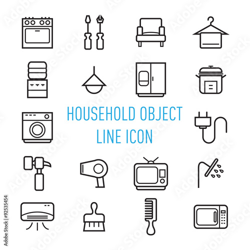 household object line icon isolated on white background