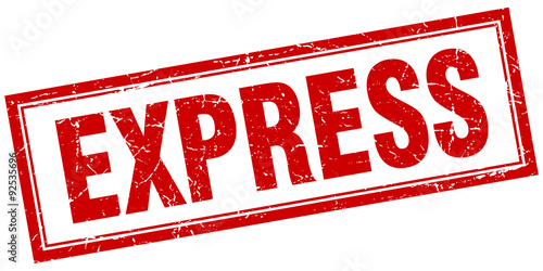 express red square grunge stamp on white
