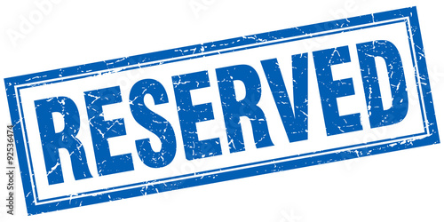 reserved blue square grunge stamp on white